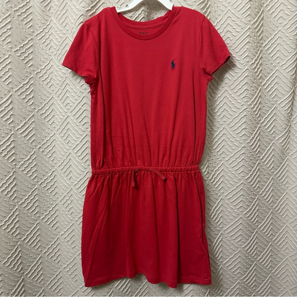 Polo by Ralph Lauren Girls' Red Short-Sleeve Drawstring Waist Dress